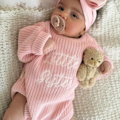 'Little Sister' Announcement Romper | Peony – Brave Little Lamb