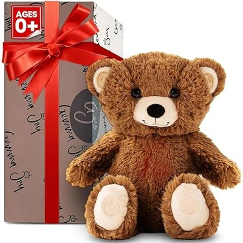 Gemma Joy Bedtime Baby Soothers for Sleep, Cry Activated Heartbeat Stuffed Animal for Baby, Newborn, Calming Light, Lullaby Music, White Noise, Shush, Mother’s Heartbeat - (Brown Bear, Rechargeable)