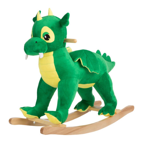 Happy Trails Rocking Horse - Plush Dinosaur Animal Rocker - Toddler Ride on Toys for Ages 3 and Up - Wooden Rocking Horse - Ride on Toys by Happy Trails (Green) | Wayfair