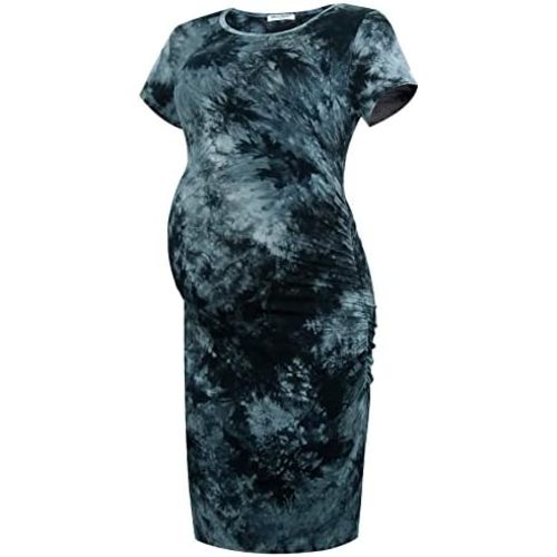 Smallshow Women's Short Sleeve Maternity Dress Ruched Pregnancy Clothes