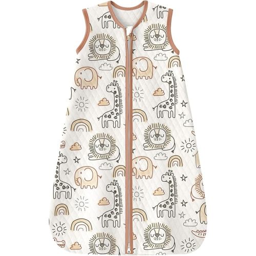 Yoofoss Baby Sleep Sack 0-6 Months 1.0 Tog Sleep Sack Organic Cotton Wearable Blanket for Newborns 2-Way Zipper Quilted Sleeping Sacks(Small)