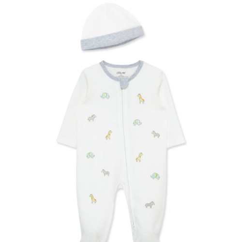 Safari 2-Way-Zip Footed One-Piece & Hat