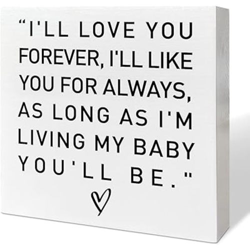 Nursery Desk Wooden Box Sign Decor, I'll Love You Forever, Nursery Decor Neutral Newborn Baby Kid Children Room Desk Decoration Baby Shower Gifts for New Baby Boys Girls