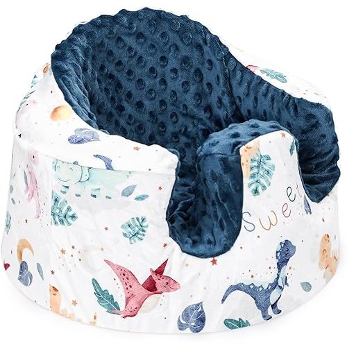 DILIMI Minky Seat Cover Compatible with Bumbo Seat, Removable Ultra Soft Comfortable Warm Seat Slipcover for Baby Girl and Boy, Star Dinosaur