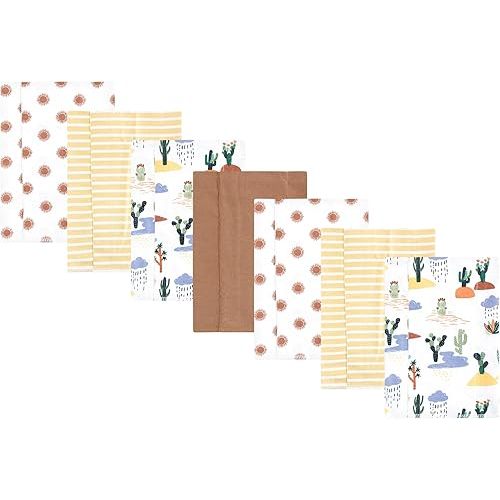 Hudson Baby Unisex Baby Flannel Burp Cloth 7pk, Fun Desert, One Size