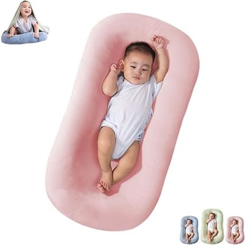 Baby Lounger, Baby Lounger Pillow for Newborn, Infant Lounger for Baby Rest and Activity (Pink)
