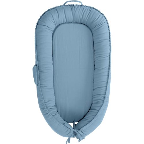Infant Lounger, Baby Nest Cover for Baby Girls & Boys, Newborn Essentials for Baby 0-12 Months, 100% Cotton Breathable, Co Sleeper for Baby in Bed(Denim Blue)