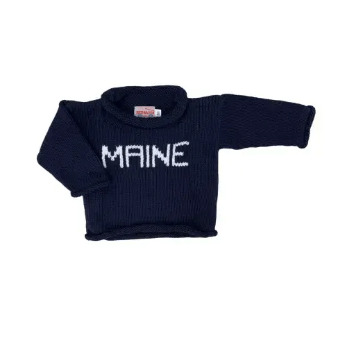 Children's Navy and White Maine Roll Neck Sweater | Kids Sweater | The Red Wagon