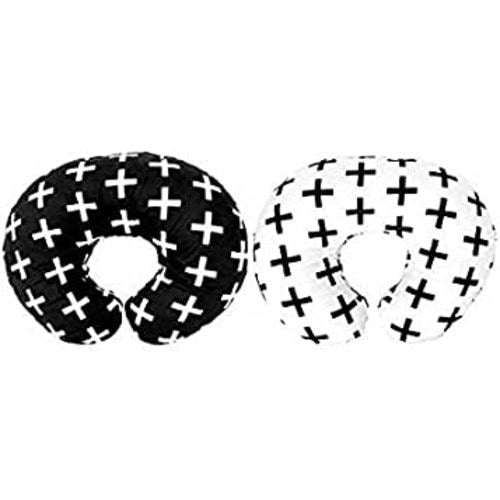 Premium Quality 2 Pack Nursing Pillow Covers by Mila Millie - Nordic Swiss Black & White Unisex Design Slipcovers - 100% Cotton Hypoallergenic (Black & White)