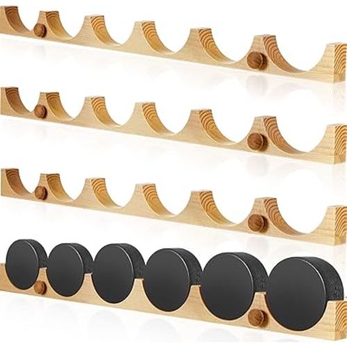 Taiyin 4 Pcs Hockey Puck Display Case Holder Wall Rack Holder Wall Mount Wood Hockey Puck Holder with Smooth Grooves for Room Living Room Decoration, 21.75 x 1.5 x 1 Inches