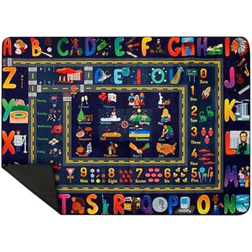 ABC Baby Play Mat | Educational Alphabet Kids Rug for Nursery, Classroom, Playroom, Bedroom, Daycare Floor | Playmats for Boys, Girls, Babies, Toddlers Room Decor | 5' x 7'
