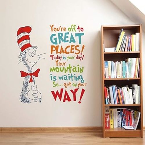 Decalplanet Dr Seuss Inspirational Quotes Wall Stickers Kids Wall Decal Saying Classroom Reading Room Baby Nursery Wall Decor