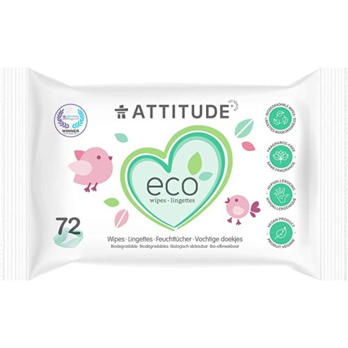 ATTITUDE Biodegradable Baby Wipes, Plant Based Unscented Diaper Wipes