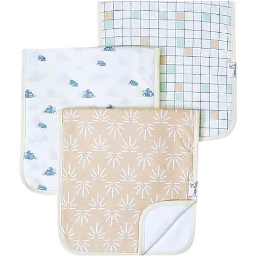 Copper Pearl Premium Baby Burp Cloths - 3-Pack Large Cotton Burp Cloths, Extra Soft Spit Up Rags with 3 Absorbent Layers, Perfect for Baby Boy and Baby Girl Gifts (21" x 10" Size, Sol Set)