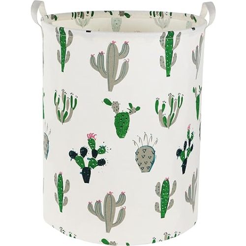 Laundry Basket Kids laundry hamper Cactus Hamper Toy Storage Bin Organizer for Boys and Girls Cactus Room Decor(Green and Gray）