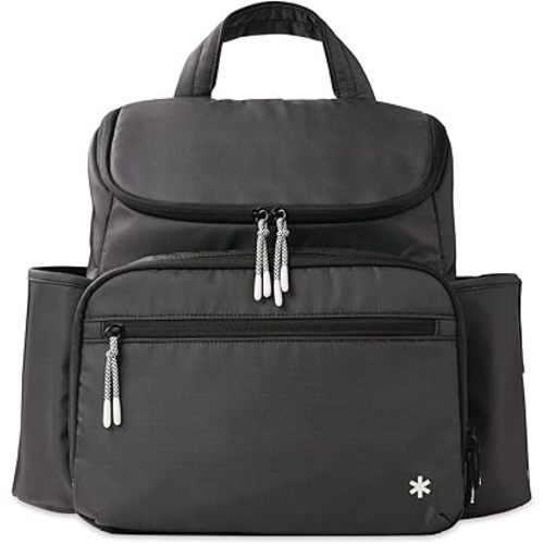 Skip Hop Diaper Bag Backpack with Portable Changing Pad Adjustable Pocket for 30 oz Tumblers 9 Total Pockets Insulated Packing Cubes Luggage Sleeve & Stroller Straps Fits a 14” Laptop Forma Next Black