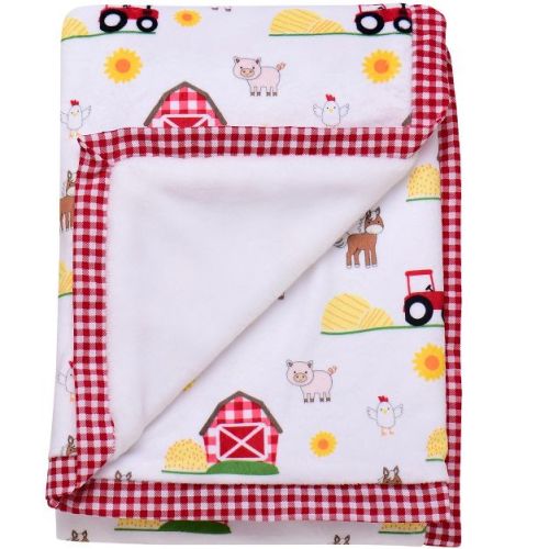 Baby Starters Sock Monkey Printed Single Ply Plush Baby Blanket