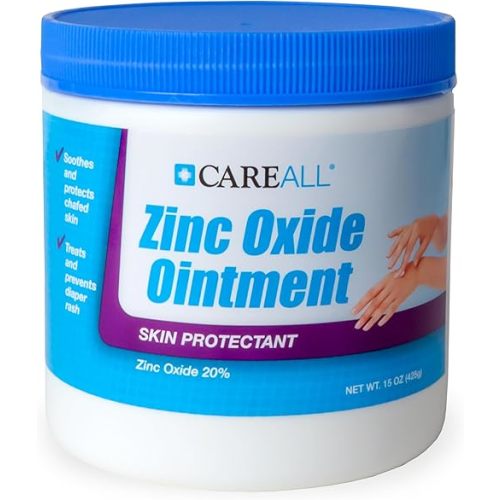 CareAll Zinc Oxide 20% Skin Protectant Barrier Ointment 15 oz., Provides Relief, Prevention and Treatment for Chafing due to Diaper Rash. Helps Seal Out Wetness. Non-Nano.