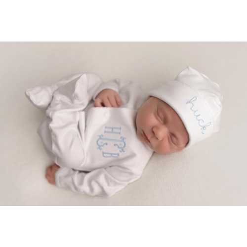 Baby boy coming home outfit, newborn coming home, baby boy outfit, baby girl outfit, monogrammed footie, baby shower gift, pima cotton