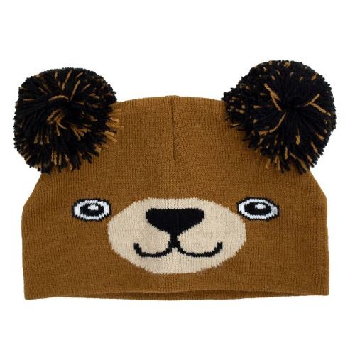 Arctic Gear Infant Specialty Winter Hat - Brown Bear with Double Poms