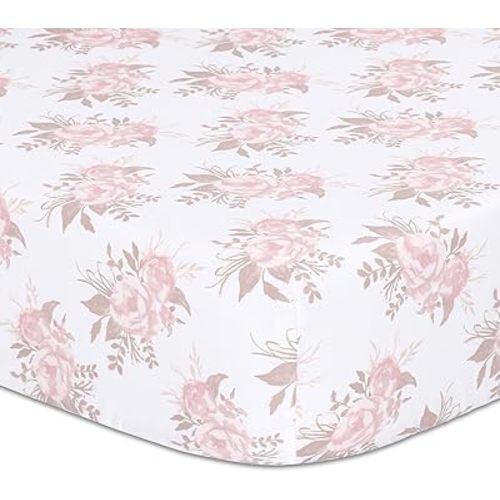 The Peanutshell Grace Fitted Crib Sheet for Baby Girls