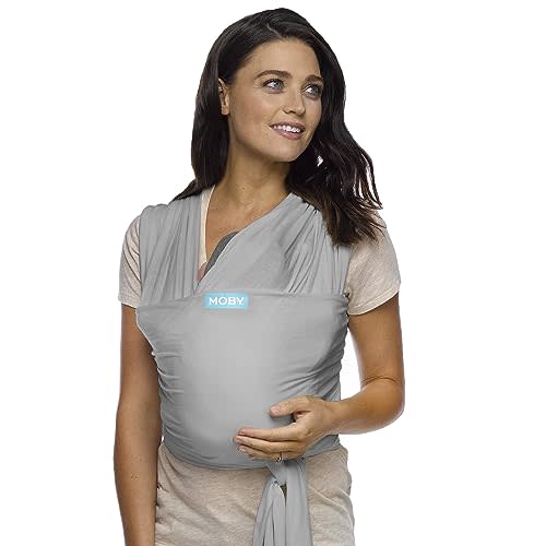 Moby Baby Wrap Carrier Classic for Newborns to Toddlers (8-33lbs), Infant Sling Carrier, Lightweight & Hands Free Design, Adjustable for All Body Types (Stone Grey)