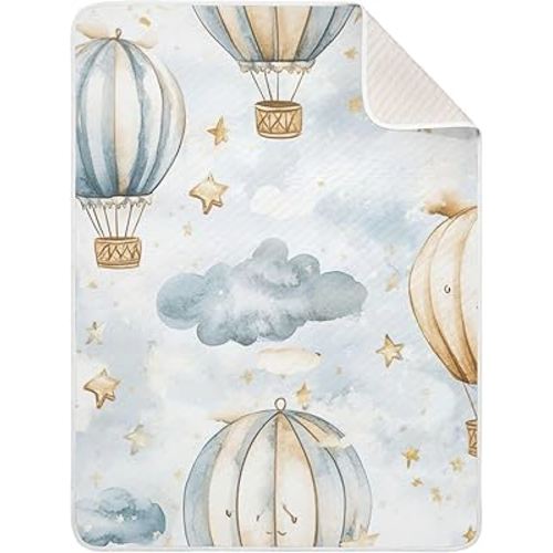 Qilmy Hot Air Balloons Baby Blanket for Boys Girls Kids with Soft Cotton, Cute Cozy Warm Nursery Receiving Swaddle Blanket for Toddler Infant Crib, 30 x 40 Inch