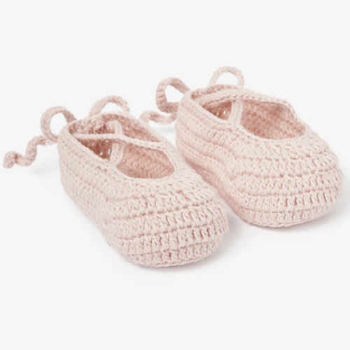 Pink Ballerina Hand Crocheted Baby Booties
