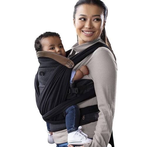 Boppy Baby Carrier—ComfyChic, Charcoal, Hybrid Wrap, 4 Carrying Positions, 0m+ 8-35lbs, Soft Yoga-Inspired Fabric with Integrated Storage Pouch
