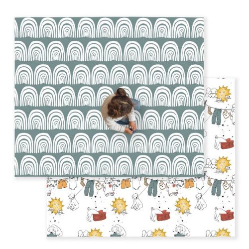 JumpOff Jo - Waterproof Foam Padded Play Mat for Infants, Babies, Toddlers, Play Pens & Tummy Time, Foldable Activity Mat - Garden Party