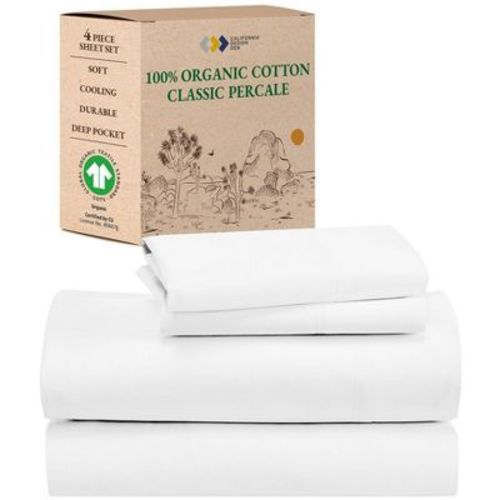 California Design Den Bed Sheets Set - 100% Organic Cotton Percale, Deep Pocket