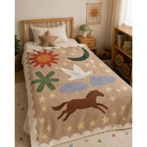 Baby Blanket Gift Neutral Nursery Blanket Soft Fleece Baby Blanket Baby Shower Gift Idea Toddler and  Kids Bedspread Folk Art Nursery Decor