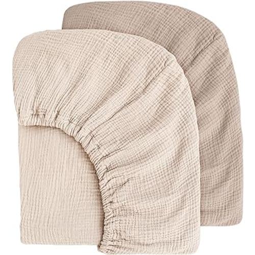 Muslin Crib Sheets for Baby Girls and Boys, Neutral Fitted Baby Bed Sheets for Standard Crib & Toddler Mattress - Soft and Breathable - 52"x28" (Ash & Ivory)