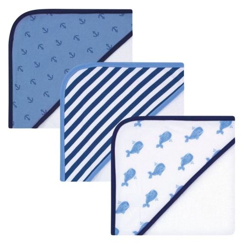 Hudson Baby Infant Boys Rayon from Bamboo Rich Hooded Towels, Blue Whale, One Size