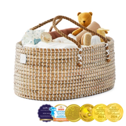 Baby Diaper Caddy Organizer "LILY" Handmade & Natural by BEBE BASK® – BEBE BASK