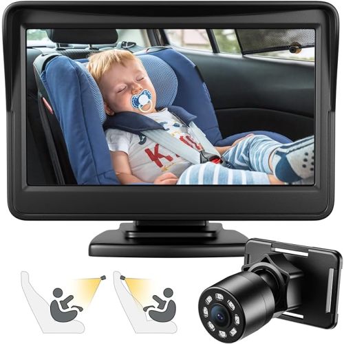 Baby Mirror for Car, Back Seat Baby Car Camera with Night Vision, View Infant in Rear Facing Seat with 4.3-Inch HD Display, Observe The Baby's Every Move at Any Time while Driving