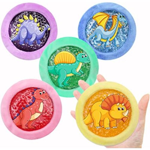 Gel Cold Packs for Kids' Injuries, Soft Cover, Set of 5 (Dinosaur)