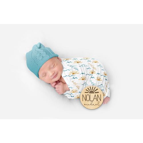 Sun and Wave Swaddle Summer Unisex Baby Blanket Personalized Sun Blanket Sun Nursery Baby Boy Blanket Baby Shower Gift Receiving Blanket