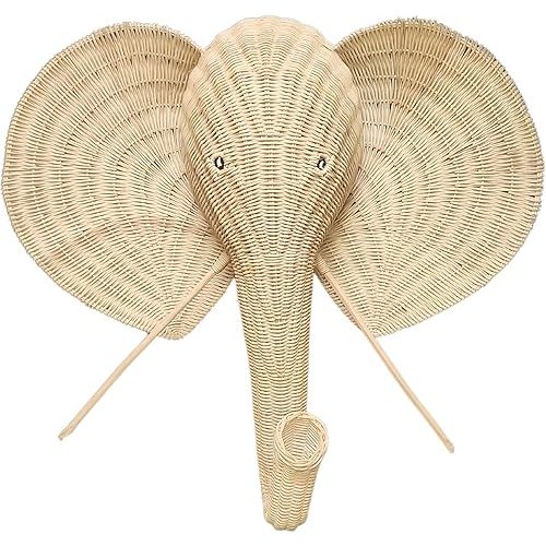 WorldBazzar Huge Handmade 32" Rattan Elephant Wicker Head Wall Décor Home Trophy Animal Taxidermy Kids Room Sculpture