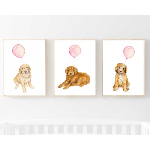 golden doodle prints, puppy nursery artwork, goldendoodle puppy, girls nursery decor, doodle art print, dog wall art