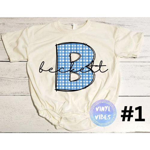 Blue Plaid Baby Romper – Personalized Name Bubble Outfit – Custom Infant Bodysuit – Baby Boy Summer Clothing – Baby Shower Gift