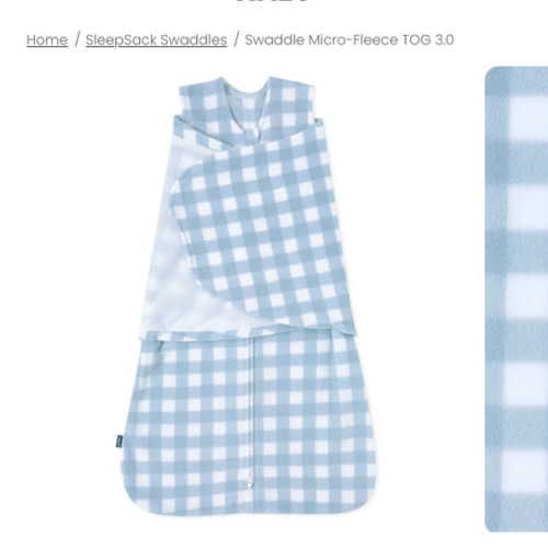 Blue Gingham Micro-Fleece Swaddle Newborn | HALO