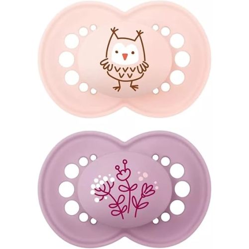 MAM Original Matte Baby Pacifier, Nipple Shape Helps Promote Healthy Oral Development, 2 Pack, Girls, 6+ Months