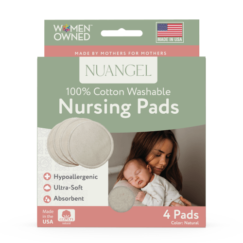 NuAngel Cotton Washable Reusable Nursing Pads, Beige, 4 Count