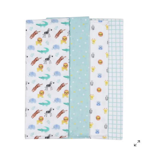 4 Pack Organic Cotton Burping Cloths