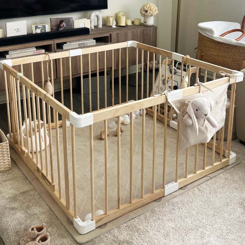 HARPPA Wooden Baby Gate Playpen, Small Play Yard Fence for Toddlers, 43.5" x 43.5" x 24"