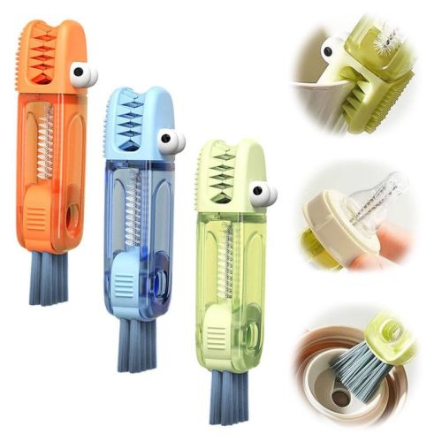 Upgraded 3 in 1 Cup Lid Cleaning Brush, 2024 New Multifunctional Crevice Cleaning Brush Set for Baby Bottle Gap Tight Spaces, Portable Rotatable Cleaning Brush Cup Lid Cleaner
