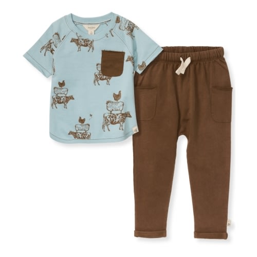 Stacked Farm Animals Shirt and Pant Set