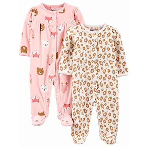 Simple Joys by Carter's Baby Girls' Fleece Footed Sleep and Play, Pack of 2