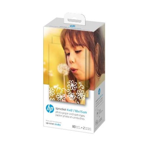 Hp Sprocket Studio 4x6" Photo Paper & Cartridges (80 Sheets - 2 Cartridges) Compatible With Hp Sprocket Studio.